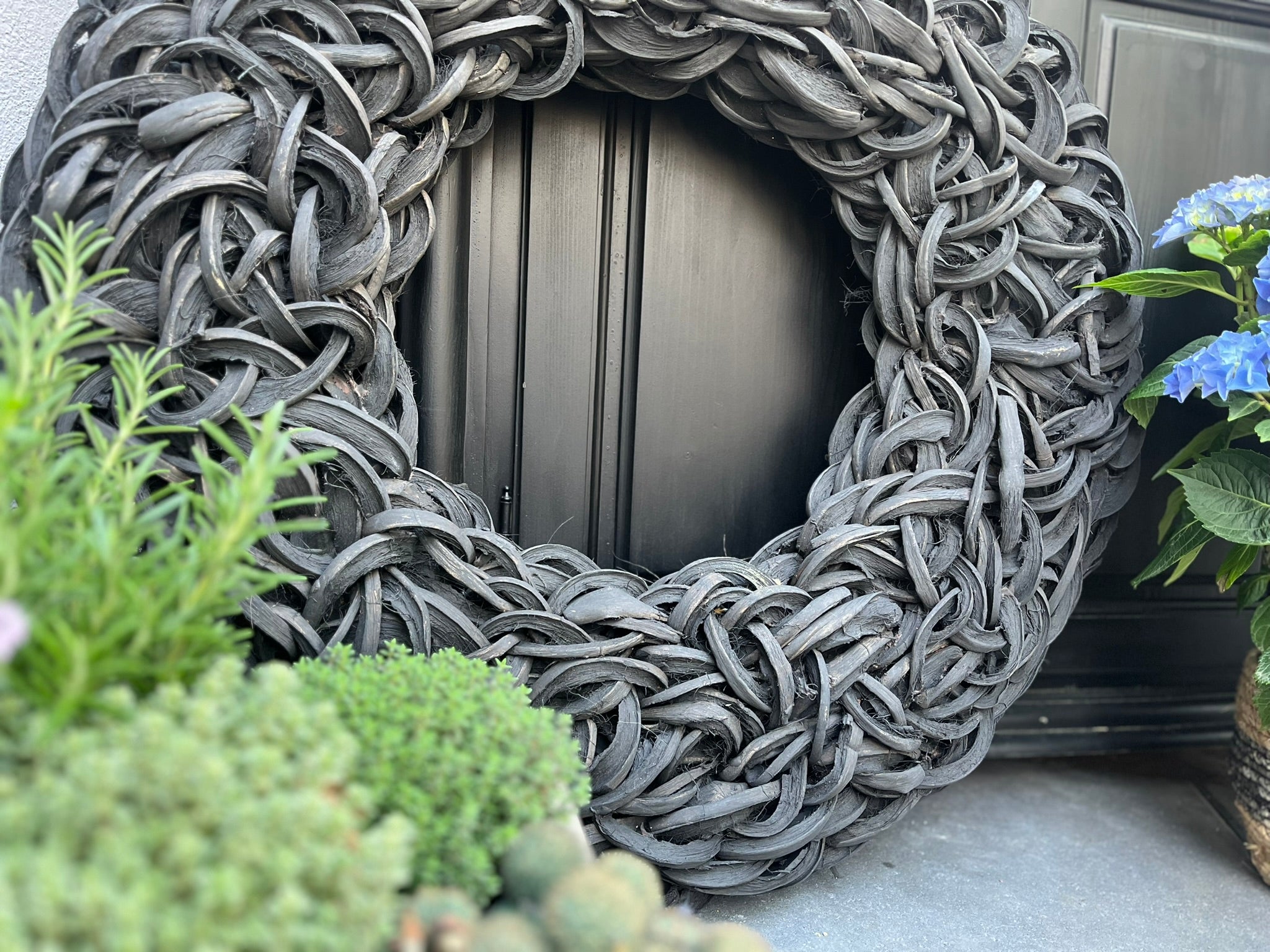 Premium XXL 100 cm Wandkranz Kranz, SCHWARZ