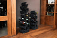 Bild in Galerie-Betrachter laden, Elegantes Weinregal aus schwarzem Holz: Wand- oder freistehende Aufbewahrung für 6-12 Flaschen (50-100cm Höhe)