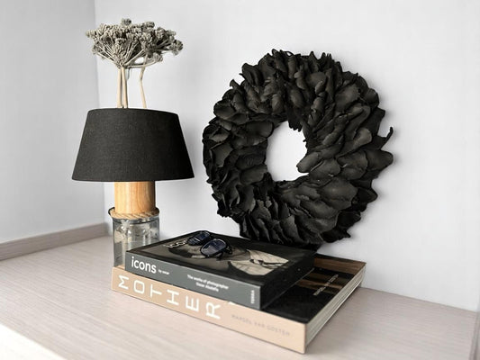 Türkranz Wandkranz Kranz Palmenblättern 25 cm, 40 cm, 55 cm und 65 cm Durchmesser, schwarz