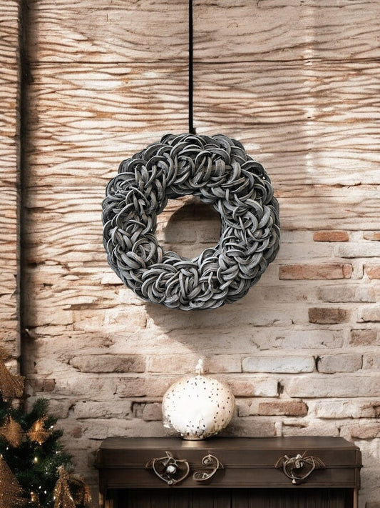 Großer Kokoskranz in Grau – 55 cm Wand- & Türdeko | Handgemacht