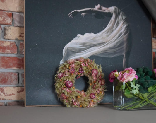 28 cm Trockenblumen-Kranz Türkranz oder Wandkranz