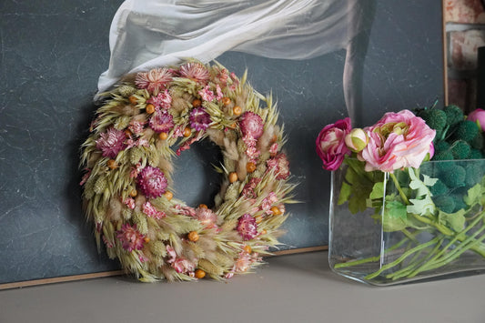 28 cm Trockenblumen-Kranz Türkranz oder Wandkranz
