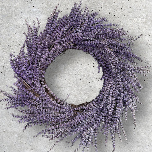Lavendelkranz 40 cm – Echter konservierter Lavendel, duftend, Trockenblumenkranz, Wandkranz Naturdeko, handmade Kranz Lavendel