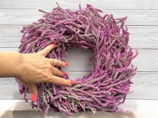 Limonium Kranz 40 cm – Handgemachter Trockenblumenkranz in Violett | Naturkranz für Wand, Tür & Tisch | Dekokranz aus Statice