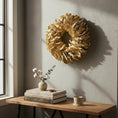 Bild in Galerie-Betrachter laden, Palmblatt Kranz 40cm – pastellgelb – flache Rückseite mit Öse – Türkranz Wandkranz – optional Metallhalter - Kranzshop