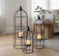 Bild in Galerie-Betrachter laden, 3er Set Metall Laternen schwarz | große Bodenlaternen modern | Windlicht Set Wohnzimmer | Laternen Deko Landhaus | Kerzenhalter Set - Kranzshop