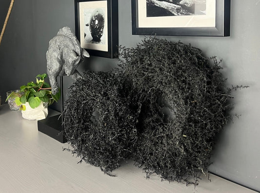Schwarzer Asparagus-Kranz – 28, 35, 45 und 60 cm | Handgemachter Naturkranz für moderne Wanddeko