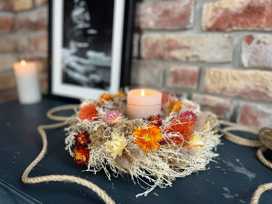 Frühlingskranz Blütenzauber 28 cm – Trockenblumenkranz Türkranz & Wandkranz