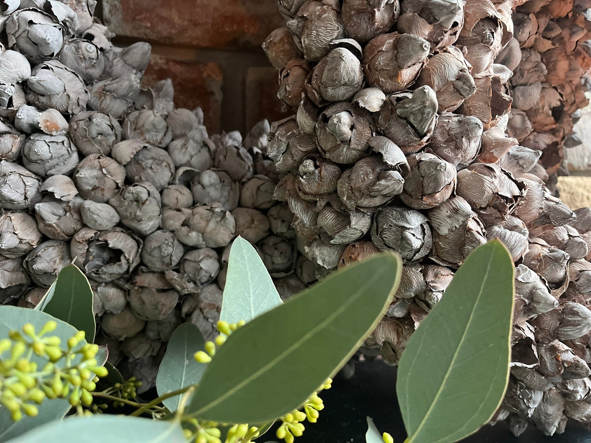 Shabby-natur Kranz / Türkranz / Wandkranz mit Coco-Früchten 40/55 cm Durchmesser