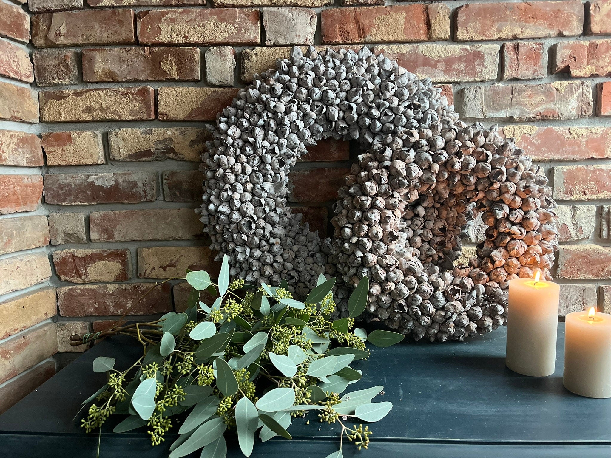 Shabby-natur Kranz / Türkranz / Wandkranz mit Coco-Früchten 40/55 cm Durchmesser