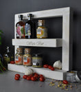 Bild in Galerie-Betrachter laden, Personalisiertes Gewürzregal Holz Regal Shabby Weiß - Ca. 10 Cm tief / Breite 40 - 80 cm , Küchenregal 3 Regalboden / Ablagen - NordsHunger