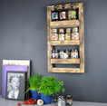 Bild in Galerie-Betrachter laden, Personalisiertes Gewürzregal Holz Vintage geflammt - Ca. 10 Cm tief / breit 40 - 80 cm, Küchenregal Hoch/Querformat 3 Regalboden - NordsHunger