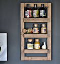 Bild in Galerie-Betrachter laden, Personalisiertes Gewürzregal Holz Vintage braun - Ca. 10 Cm tief / breit 40 - 80 cm, Küchenregal Hoch/Querformat 3 Regalboden - NordsHunger
