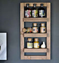 Bild in Galerie-Betrachter laden, Personalisiertes Gewürzregal Holz Vintage braun - Ca. 10 Cm tief / breit 40 - 80 cm, Küchenregal Hoch/Querformat 3 Regalboden