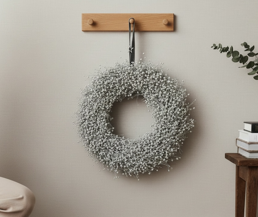 Flachs Kranz 40 cm – Naturkranz weiß– Türkranz modern – Wandkranz Boho – Skandi Deko – minimalistischer Kranz aus Flachs