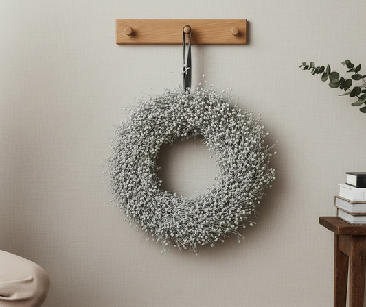 Flachs Kranz 40 cm – Naturkranz weiß– Türkranz modern – Wandkranz Boho – Skandi Deko – minimalistischer Kranz aus Flachs