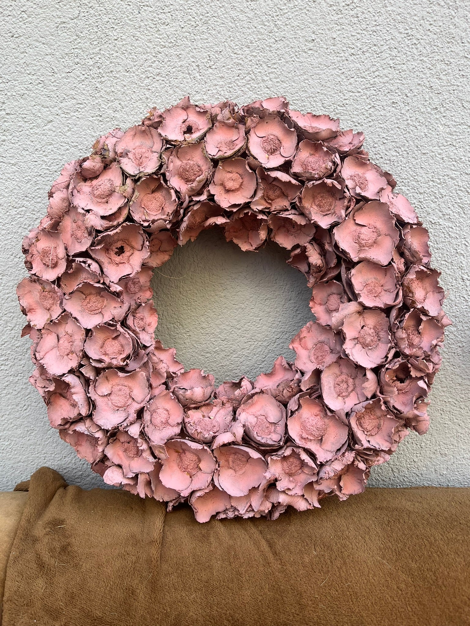 Cocoblüten Kranz 40 cm Altrosa | Türkranz Natur | Wandkranz Vintage Rosa | Flache Rückseite | Mit Aufhängeöse | Landhaus Deko
