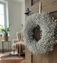 Bild in Galerie-Betrachter laden, Flachs Kranz 40 cm – Naturkranz weiß– Türkranz modern – Wandkranz Boho – Skandi Deko – minimalistischer Kranz aus Flachs
