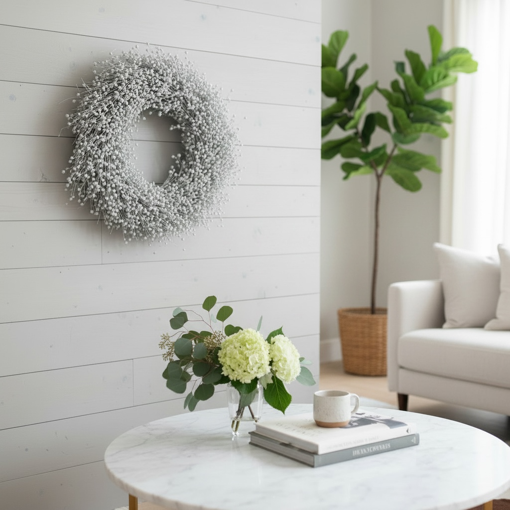 Flachs Kranz 40 cm – Naturkranz weiß– Türkranz modern – Wandkranz Boho – Skandi Deko – minimalistischer Kranz aus Flachs