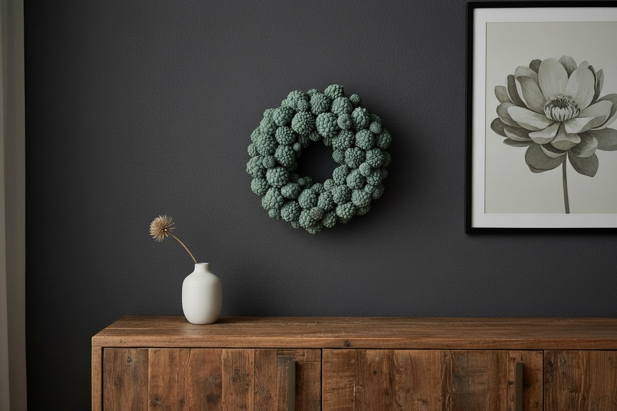 Zuckerschotenkranz 30 cm – Boho Wandkranz aus Trockenblumen | Handgefertigt | Naturdeko