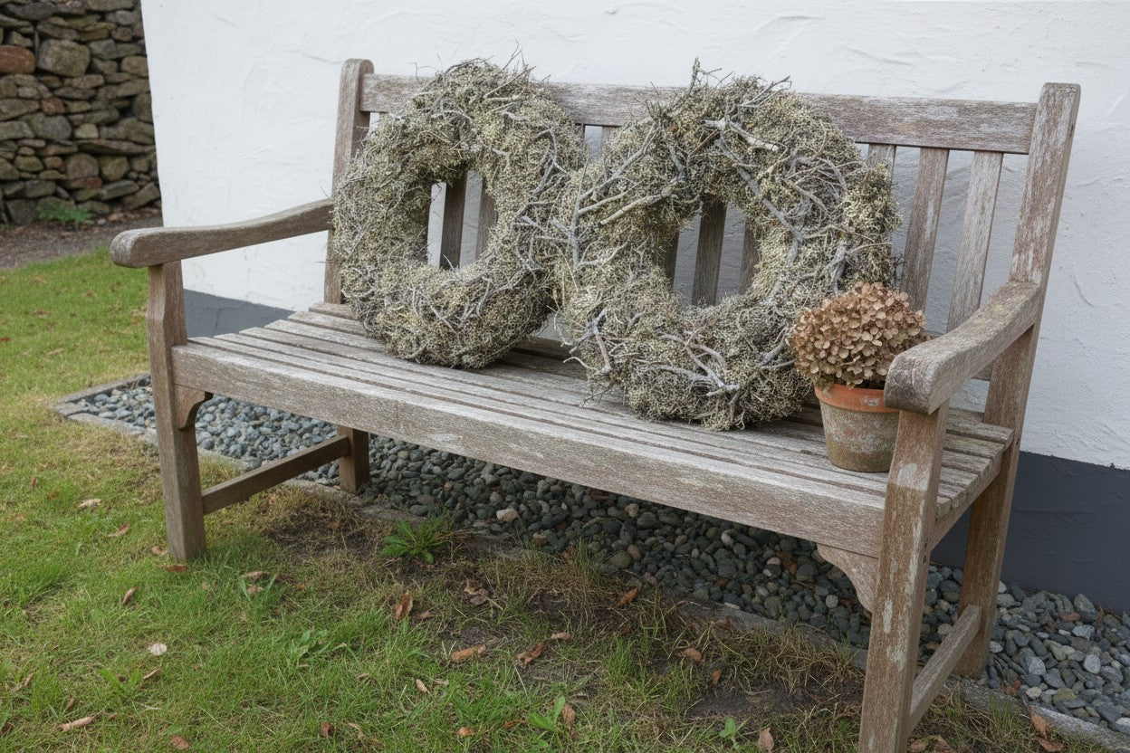 Mooskranz mit Naturästen 45 cm oder 60 cm | Türkranz Natur | Großer Wandkranz | Landhaus Deko | Naturkranz | Walddeko
