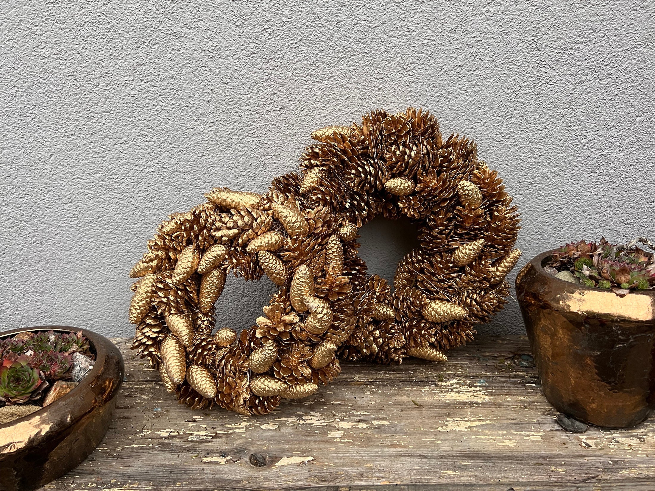 Kranz, Alt Gold, Zapfenkranz, Weihnachtskranz Adventskranz 28 und 35 cm Durchmesser