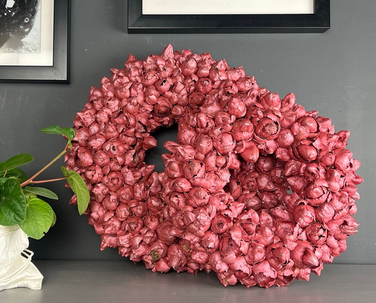 Limitierter Shabby-Lachs Kranz / Türkranz / Wandkranz mit Coco-Früchten 30 oder 40 cm Durchmesser