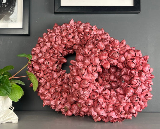 Limitierter Shabby-Lachs Kranz / Türkranz / Wandkranz mit Coco-Früchten 30 oder 40 cm Durchmesser