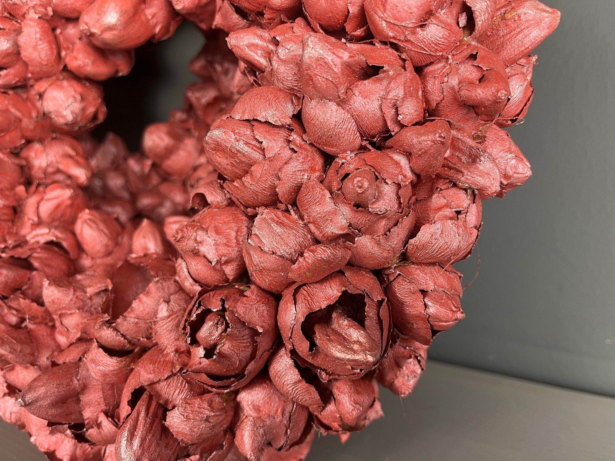 Limitierter Shabby-Lachs Kranz / Türkranz / Wandkranz mit Coco-Früchten 30 oder 40 cm Durchmesser