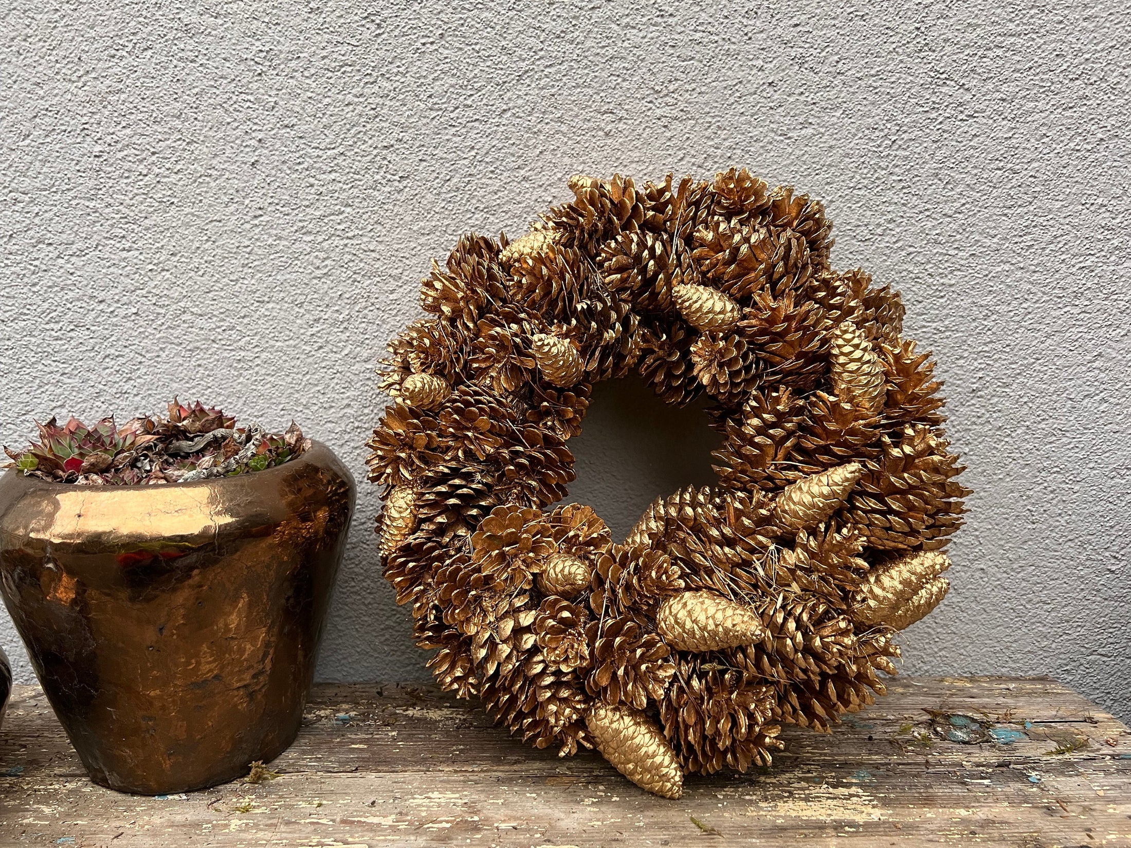 Kranz, Alt Gold, Zapfenkranz, Weihnachtskranz Adventskranz 28 und 35 cm Durchmesser