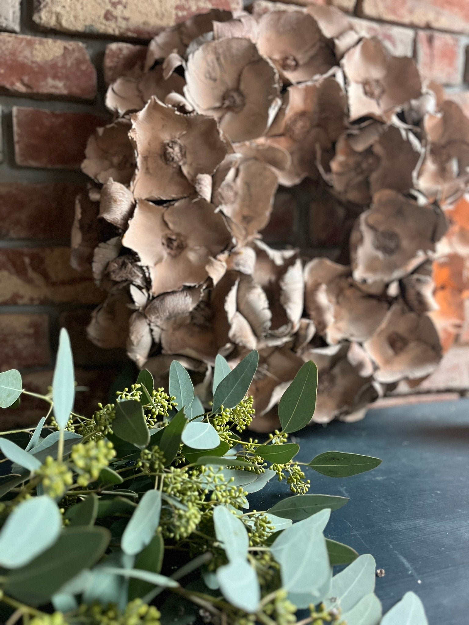 Wandkranz Türkranz mit Großen 10 cm Blüten 55 cm Durchmesser, Praktische Aufhängung