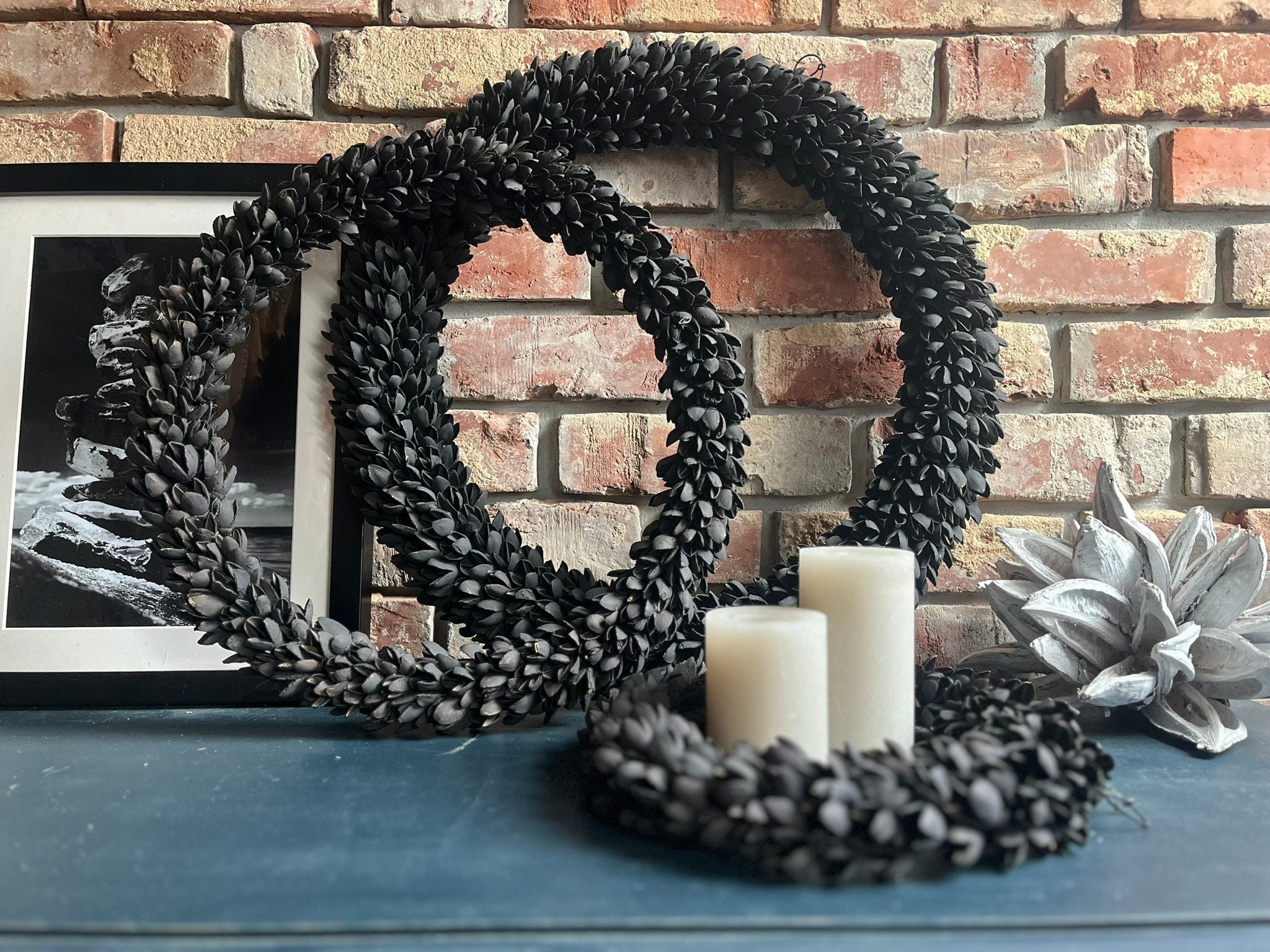 Kranz schwarz matt, Türkranz Wandkranz 55, 45 und 30 cm Durchmesser