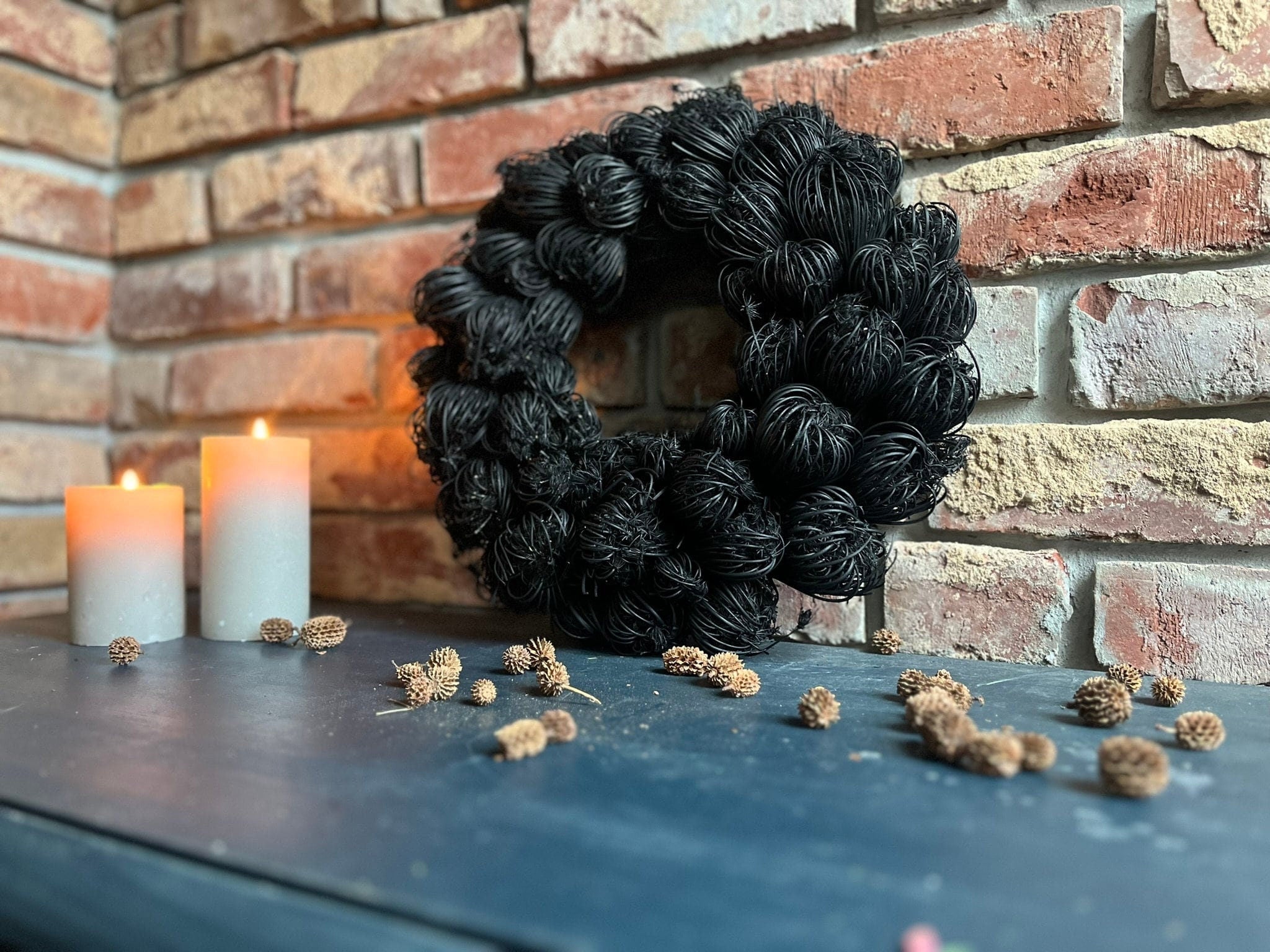 Natürlicher trockenblumenkranz mit blüten 35 cm durchmesser, kranz türkranz wandkranz