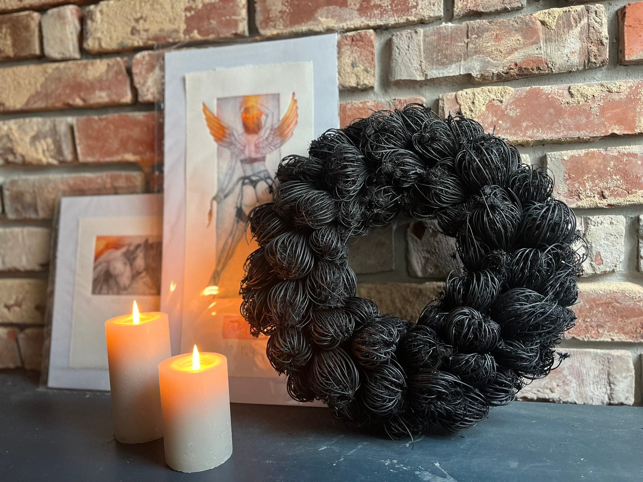 Natürlicher trockenblumenkranz mit blüten 35 cm durchmesser, kranz türkranz wandkranz