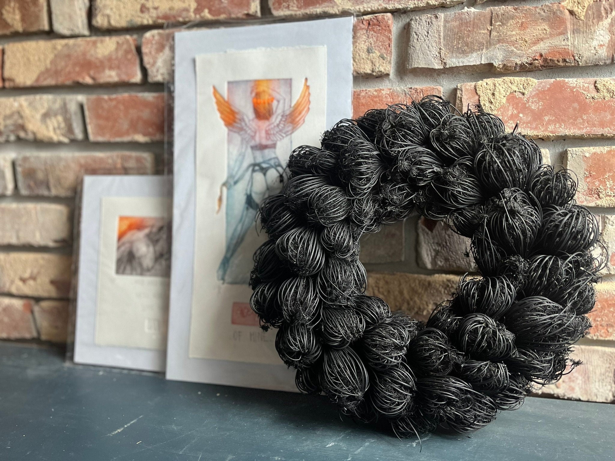 Natürlicher trockenblumenkranz mit blüten 35 cm durchmesser, kranz türkranz wandkranz