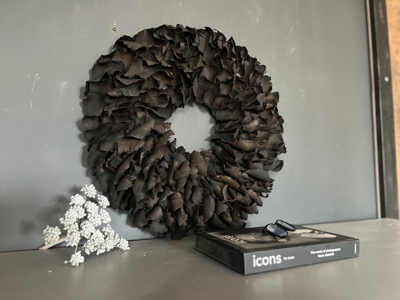 Türkranz Wandkranz Kranz Palmenblättern 25 cm, 40 cm, 55 cm und 65 cm Durchmesser, schwarz