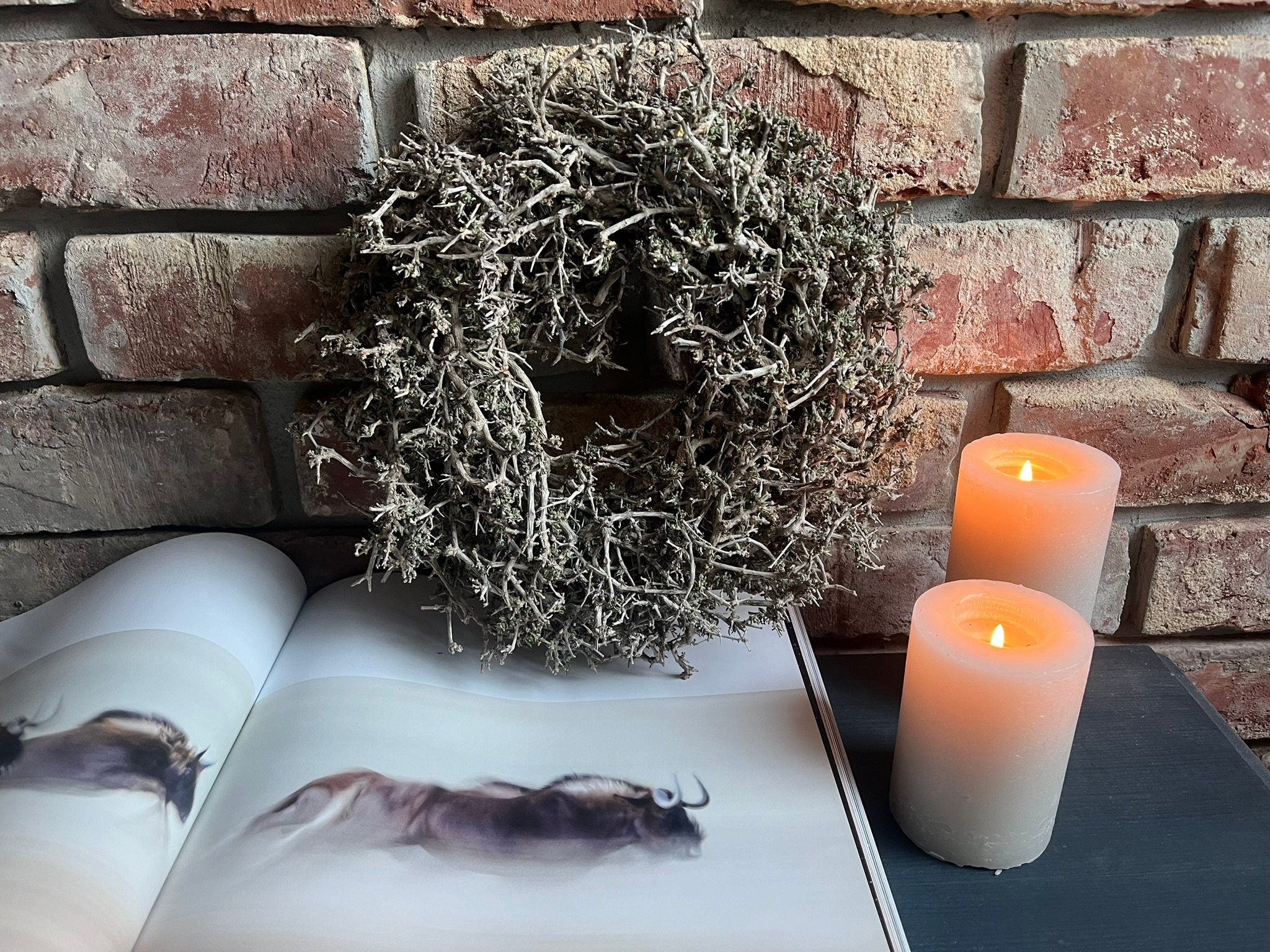 Vintage wild Bonsai-Kranz 28 cm Durchmesser Türkranz Wandkranz