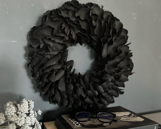 Türkranz Wandkranz Kranz Palmenblättern 25 cm, 40 cm, 55 cm und 65 cm Durchmesser, schwarz
