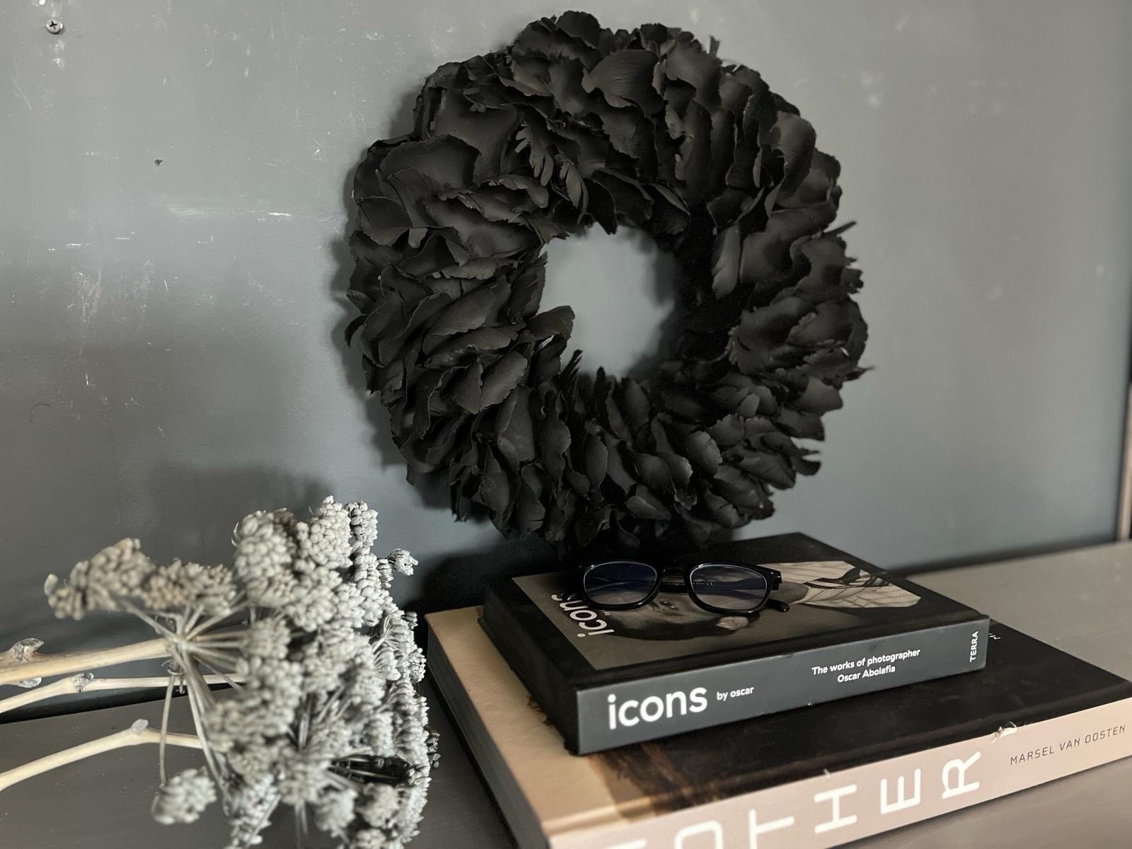 Türkranz Wandkranz Kranz Palmenblättern 25 cm, 40 cm, 55 cm und 65 cm Durchmesser, schwarz