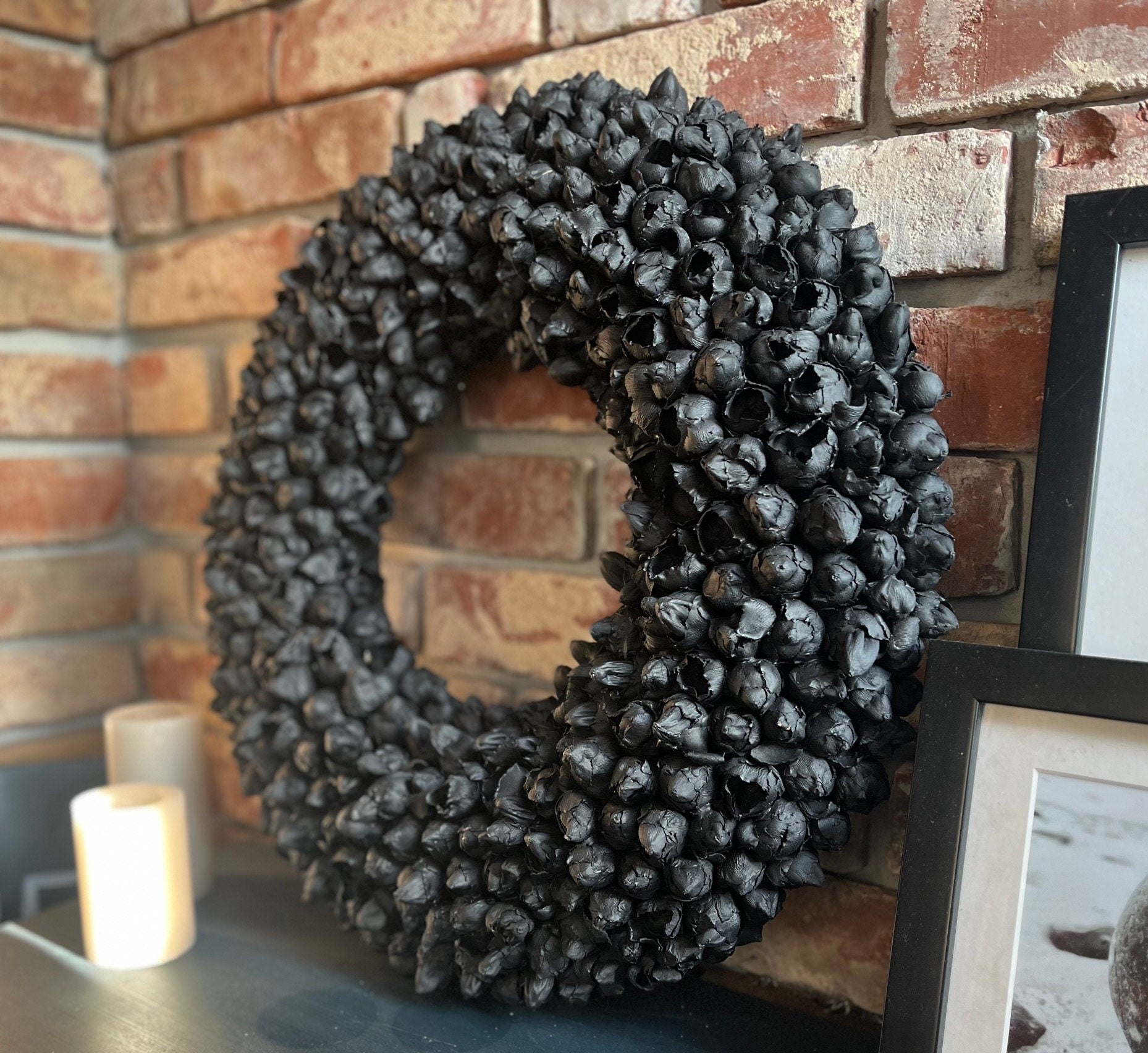 Kranz in schwarz / Türkranz / Wandkranz mit Coco-Früchten 40, 55 cm ider 65 cm Durchmesser