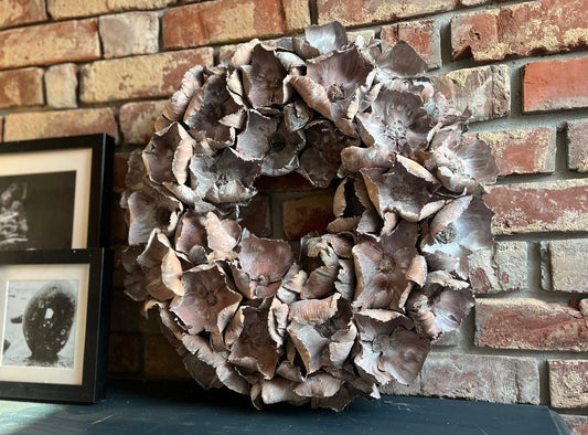 Wandkranz Türkranz mit großen 10 cm Blüten, 55 cm Durchmesser, Farbe alt weiß