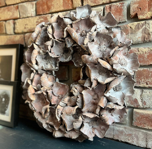 Wandkranz Türkranz mit großen 10 cm Blüten, 55 cm Durchmesser, Farbe alt weiß