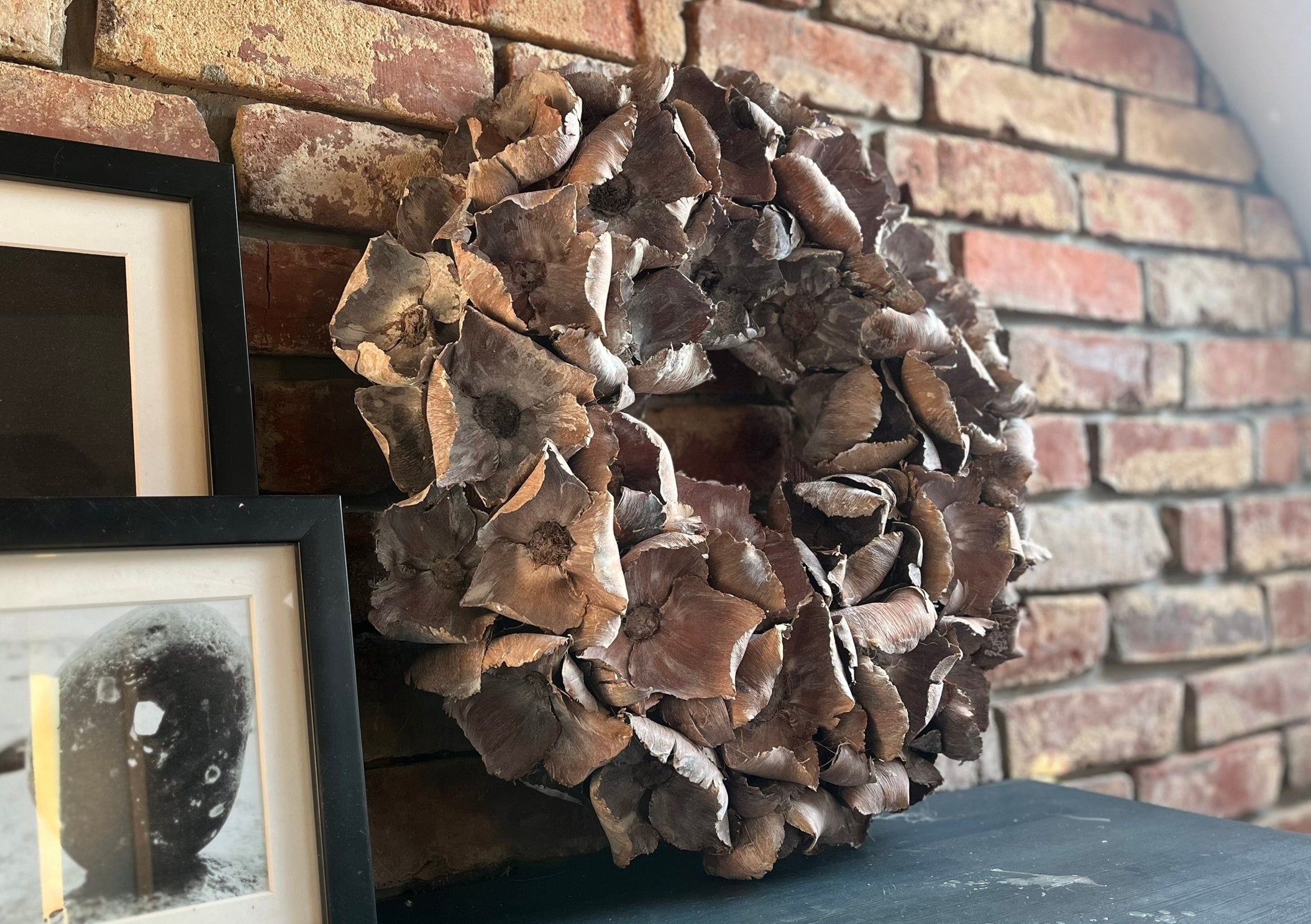 Wandkranz Türkranz mit großen 10 cm Blüten, 55 cm Durchmesser, Farbe alt weiß