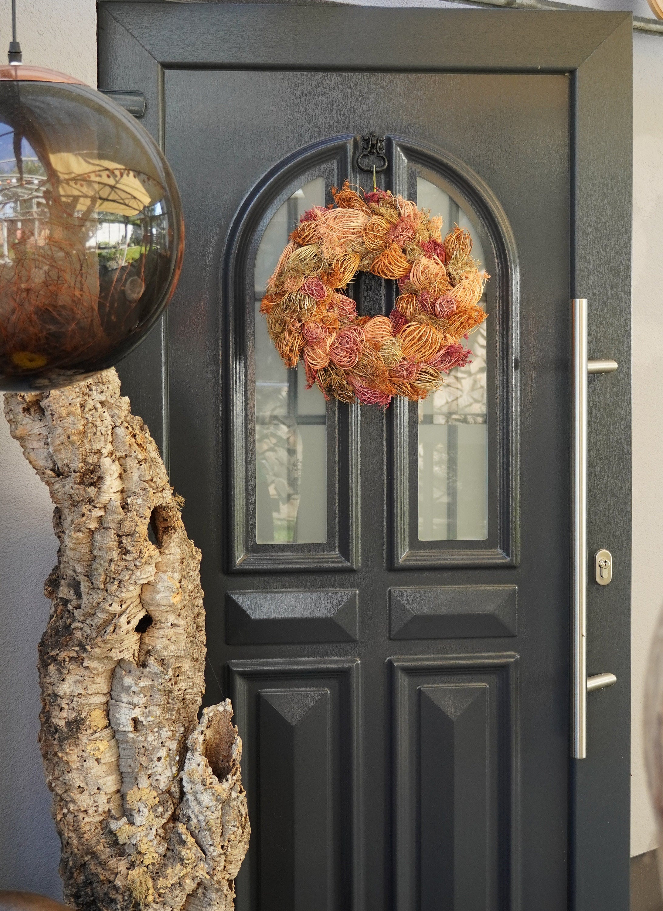 Natürlicher Trockenblumenkranz mit Blüten 38 cm Durchmesser, Kranz Türkranz Wandkranz