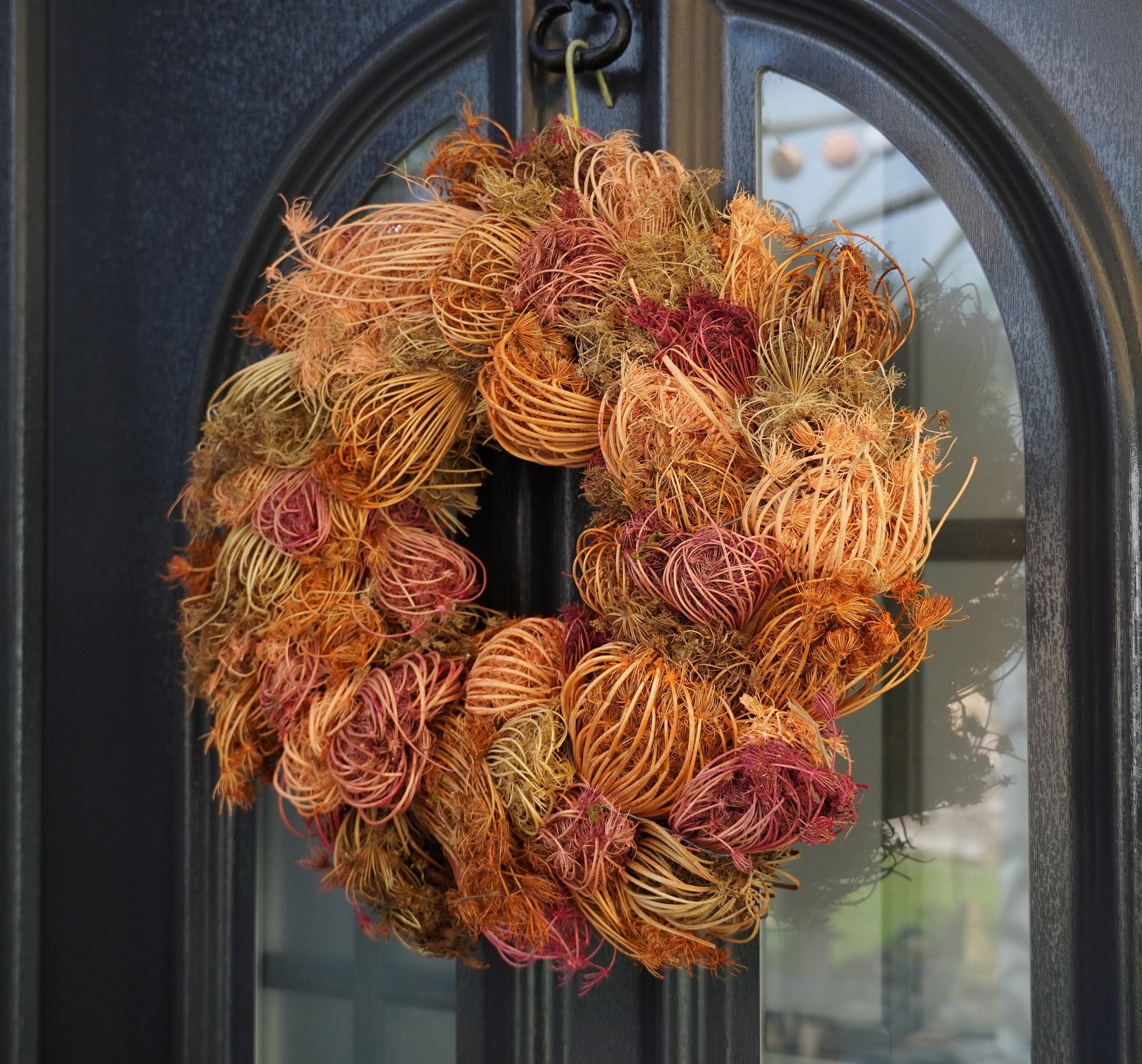 Natürlicher Trockenblumenkranz mit Blüten 38 cm Durchmesser, Kranz Türkranz Wandkranz