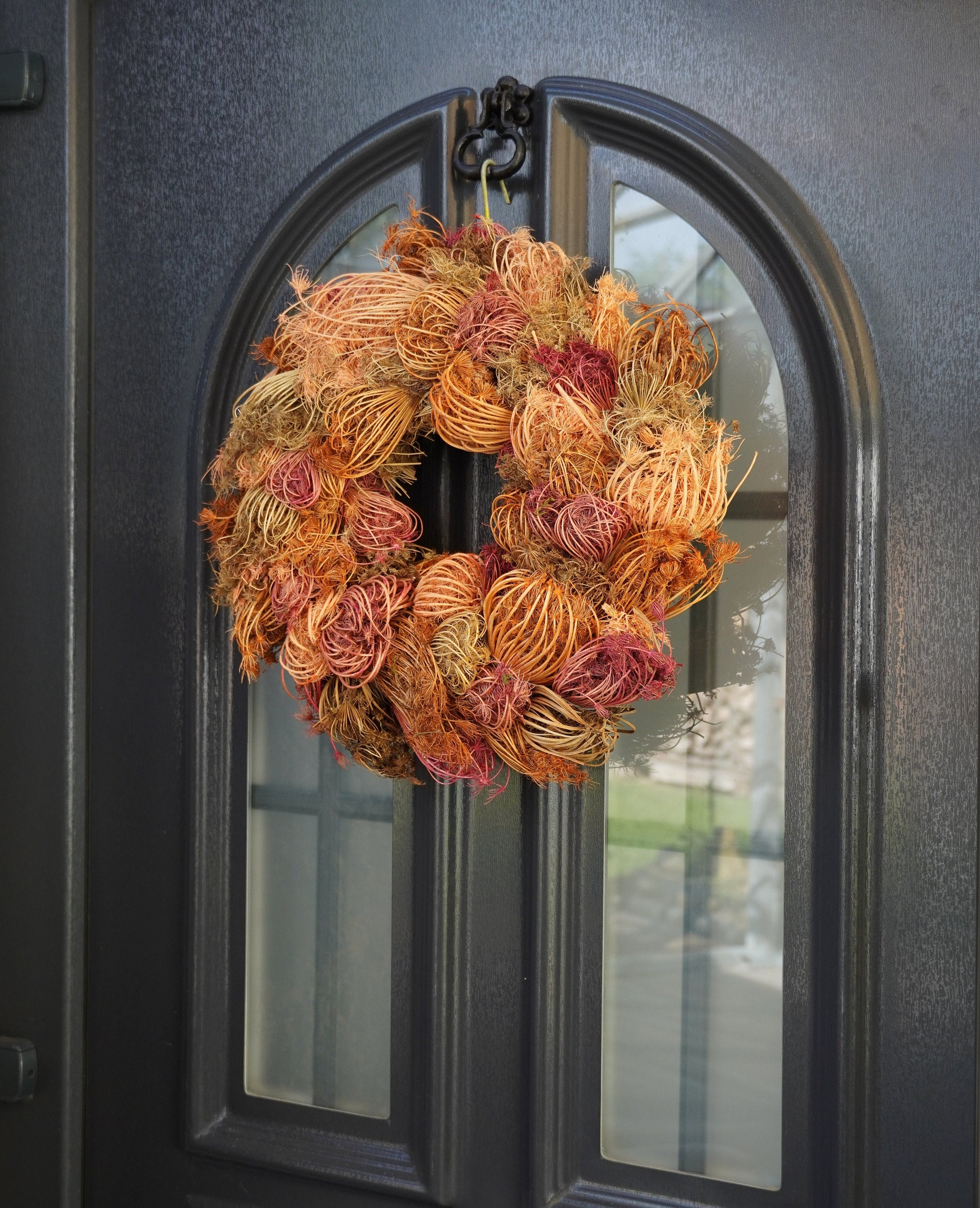 Natürlicher Trockenblumenkranz mit Blüten 38 cm Durchmesser, Kranz Türkranz Wandkranz