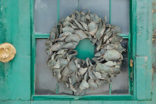 Türkranz Wandkranz Kranz Palmenblättern 25 cm in Salbeigrün