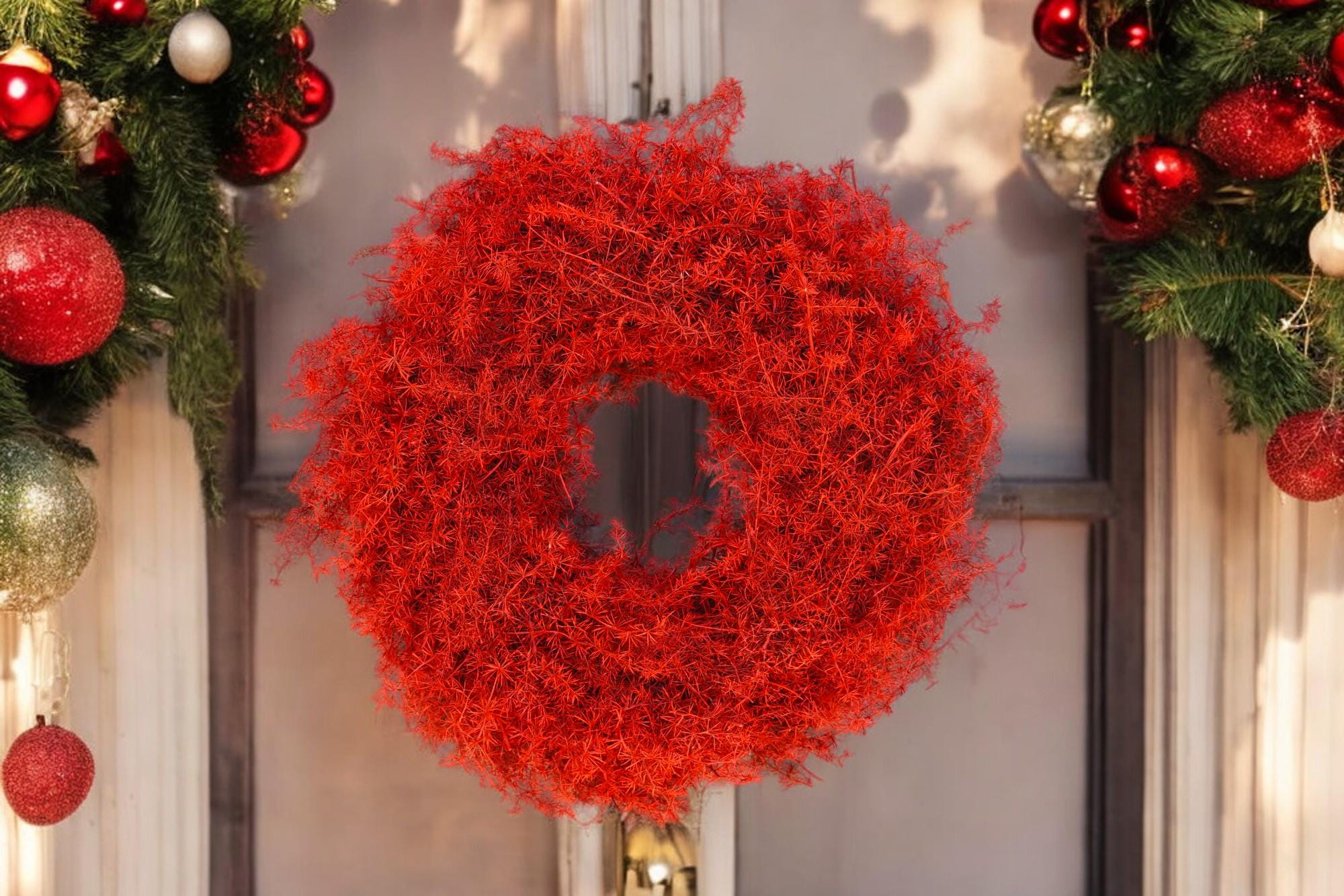 Eleganter Wandkranz / Türkranz, ROT Asparagus-Kranz 28 cm, 35 cm und oder 45 cm Durchmesser