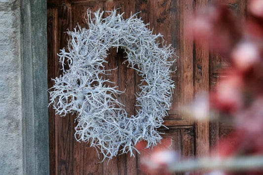 Kranz aus Bonsai in Weiss, 60 cm Durchmesser