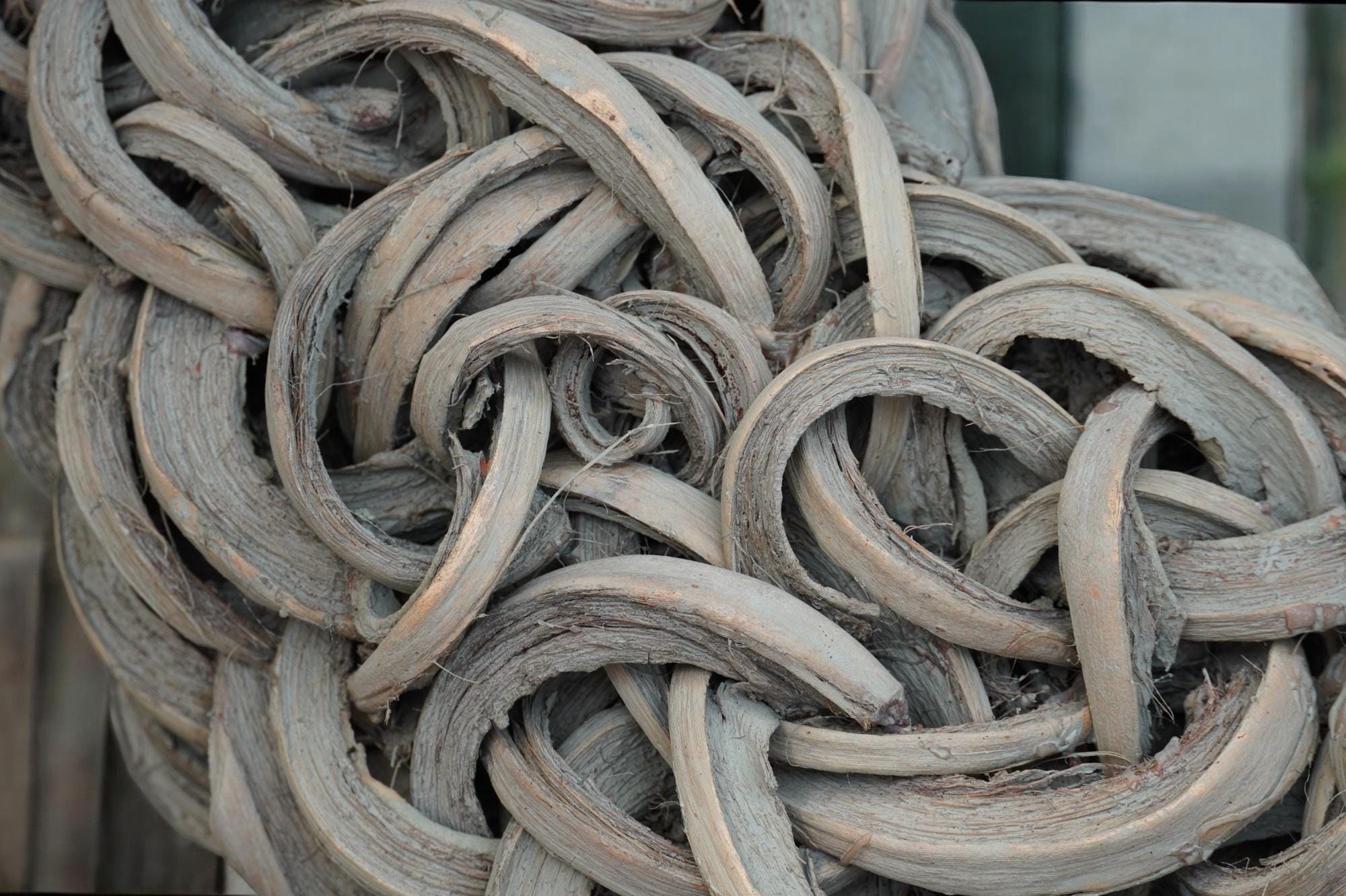 Türkranz Wandkranz Kranz helles Grau 40 oder 55 Durchmesser, Praktische Aufhängung, Coco sliced